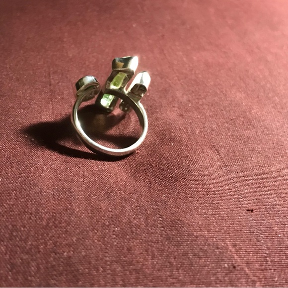 Sterling Silver Jade & Green Tourmaline Ring Size 7 - Picture 14 of 15